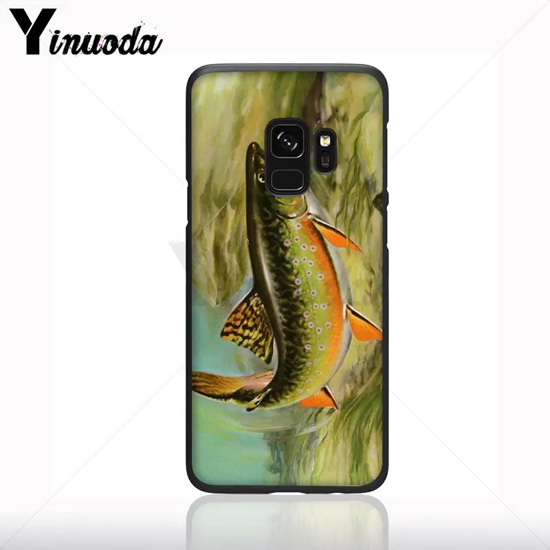 Ikan Melompat Keluar dari Air Kayu Kotak Peralatan Memancing Memancing Lembut Ponsel Case untuk Galaxy S10 S9 S8plus S10e a50 A70 A10 Ponsel