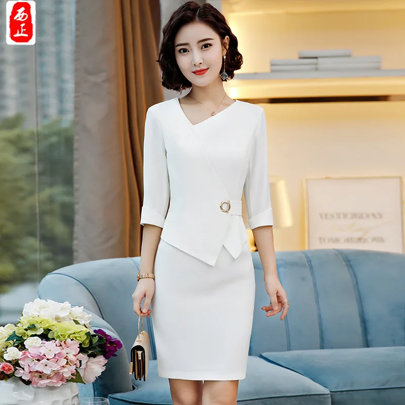 

2018 Irregular Black And White with Pattern Dress Spring And Autumn Mid-length Slimming V-neck Black Dress Women's Annual Genera