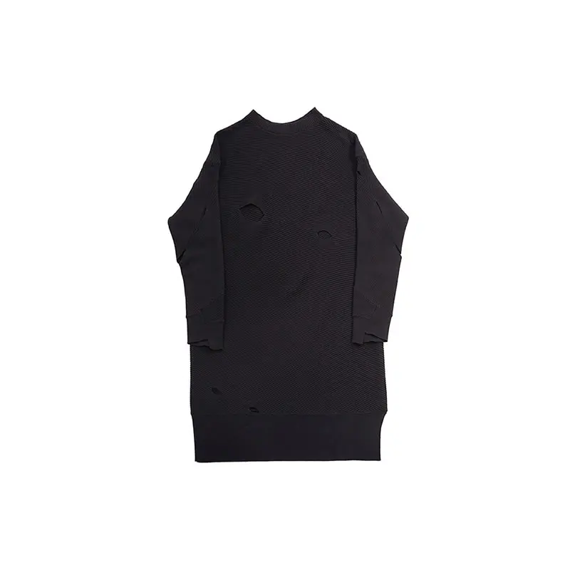 XITAO Irregular Hole Knitting Solid Dress Women