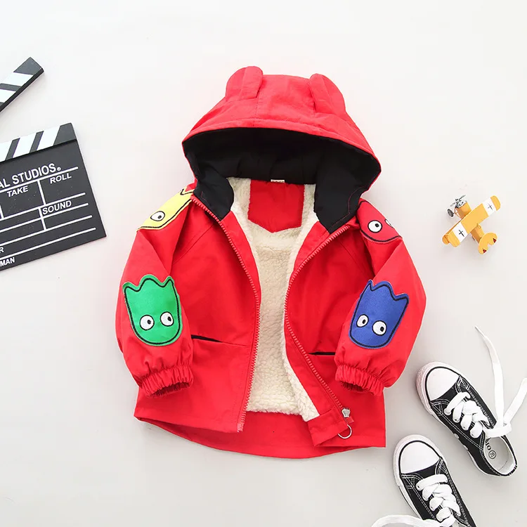

2019 Baby Kids Jacket Coat Thickening Baby Toddler Girl Boy Fleece Inside Warm Cartoon Loose Coat Kids Outerwear 0-6 Years