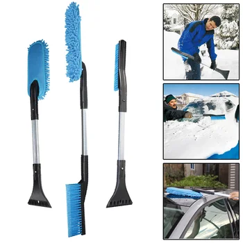 

3 in 1 Multi-function Ice Scraper Detachable Handle Window Outdoor Aluminum Alloy Car Snow Shovel Cleaner Brush Tool
