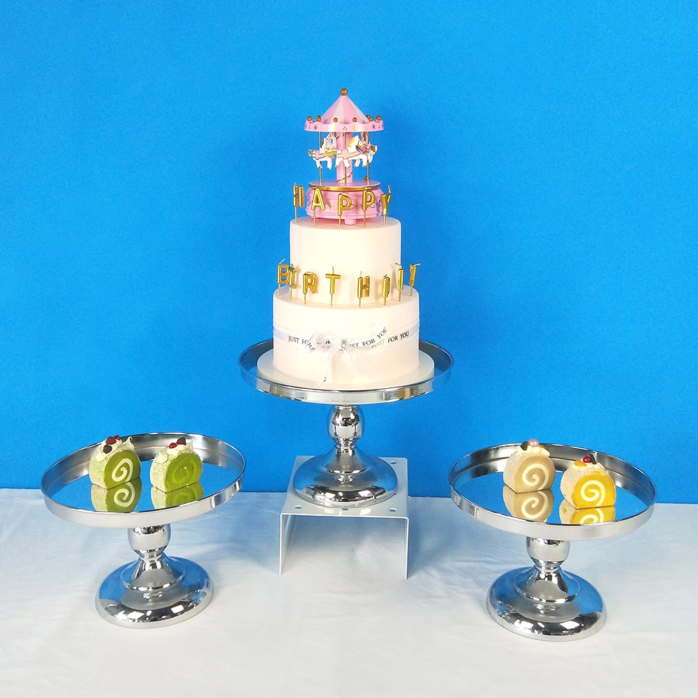 

Tobs Electroplating sliver Wedding Decoration 2&3 Tier mirror cake stand tower Cupcake Display Gold Metal Cupcake Stand