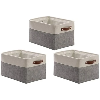 

Foldable Storage Bin Collapsible Sturdy Cationic Fabric Storage Basket Square with Handles