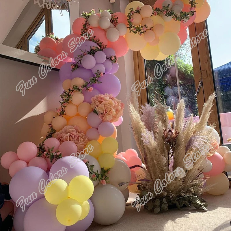 

112cs Macaron Pink Memorial Day Party Arch Backdrop Baby Shower Event Celebration Doubled Cream Peach Birthday Balloons Garland