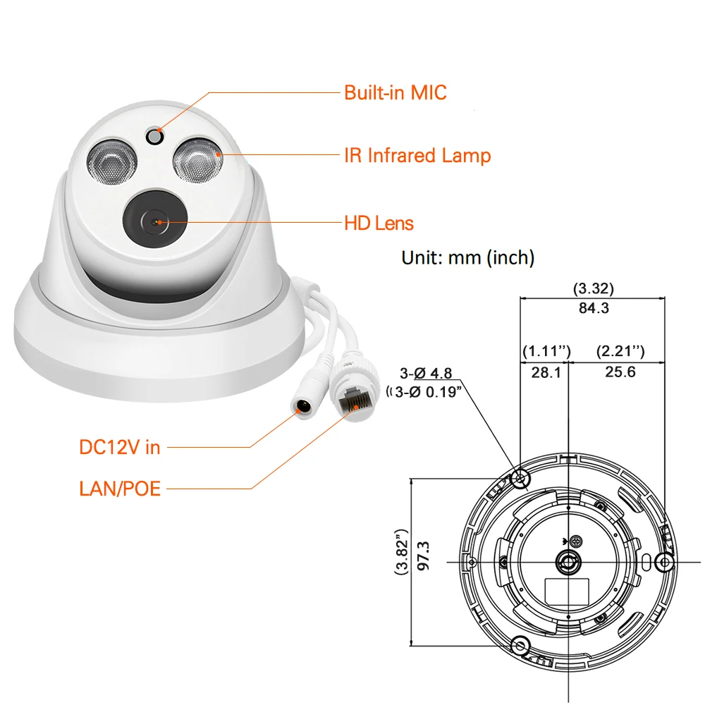 Hikvision совместимая 8MP купольная POE ip камера для домашней безопасности CCTV Ultra 5MP HD IR 30m