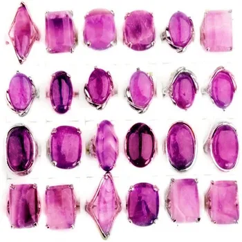 

PINKSEE 10pcs Lot Wholesale Natural Stone Crystal Finger Rings For Women Fashion Jewelry Accessory Party Gifts