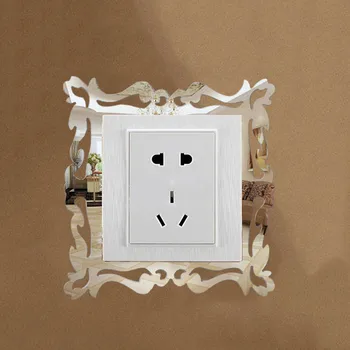 

Silver Mirror Flower Light Switch Surround Wall Sticker Cover Frame Decor 4pcs