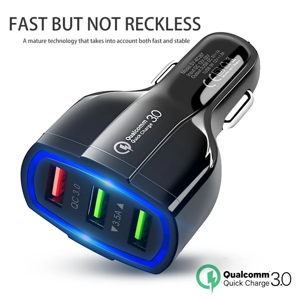 Портативный 3 Порты и разъёмы USB Автомобильное зарядное устройство DC 5V 9V 12 V