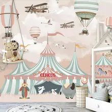 Diantu Mural wallpaper cartoon hot air balloon circus background children room boy girl bedroom background mural 3d wallpaper