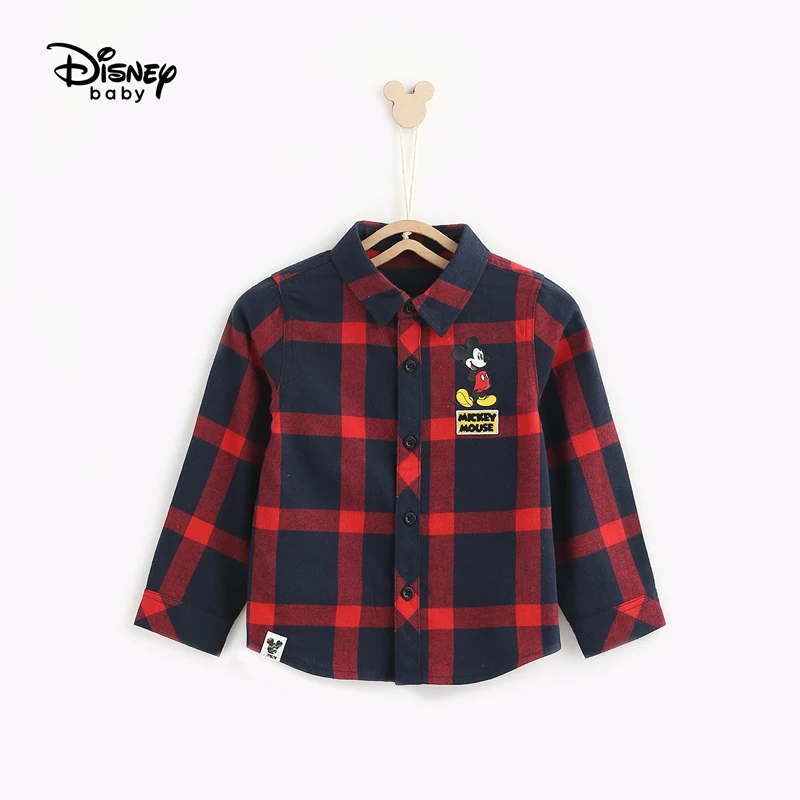 

Disney Children's Shirts New Boys'Chequered Clothes in Spring and Autumn of 2019 Baby Flannel Fashion Top long sleeve shirt