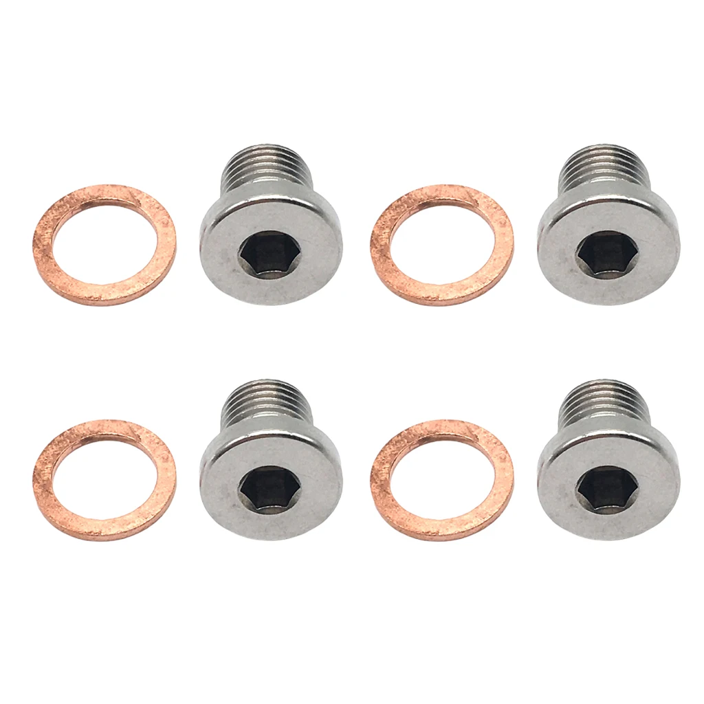 4 Set M12x1.25 Thread Silver 304 Stainless Steel O2 Oxygen Sensor Plug Bung Bolt