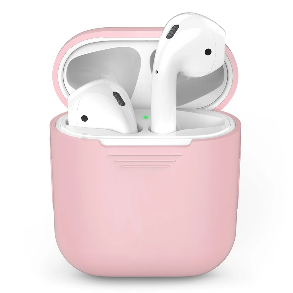 Черный и белый цвет airpods 2 чехол-накладка милый мягкий силиконовый сенсорный защита от царапин и водонепроницаемость подходит для apple airpod - Цвет: Розовый