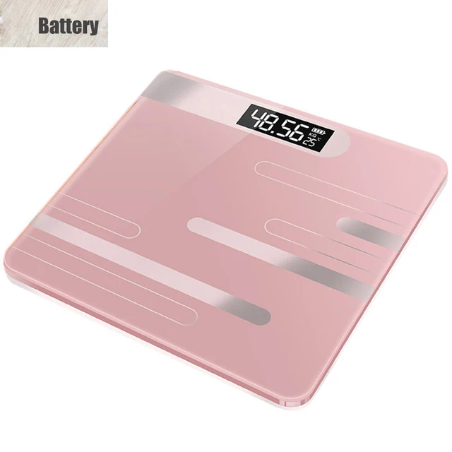 Battery Напольные весы для ванной комнаты, стеклянные умные электронные весы, зарядка через usb, ЖК-дисплей, цифровые весы напольные весы - Цвет: Battery