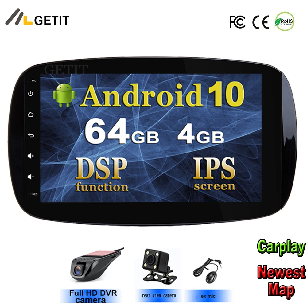 Автомобильная стереосистема 9 &quotAndroid 10 Мультиплеер для Benz Smart Fortwo 2016 2017 2018 радио Wi