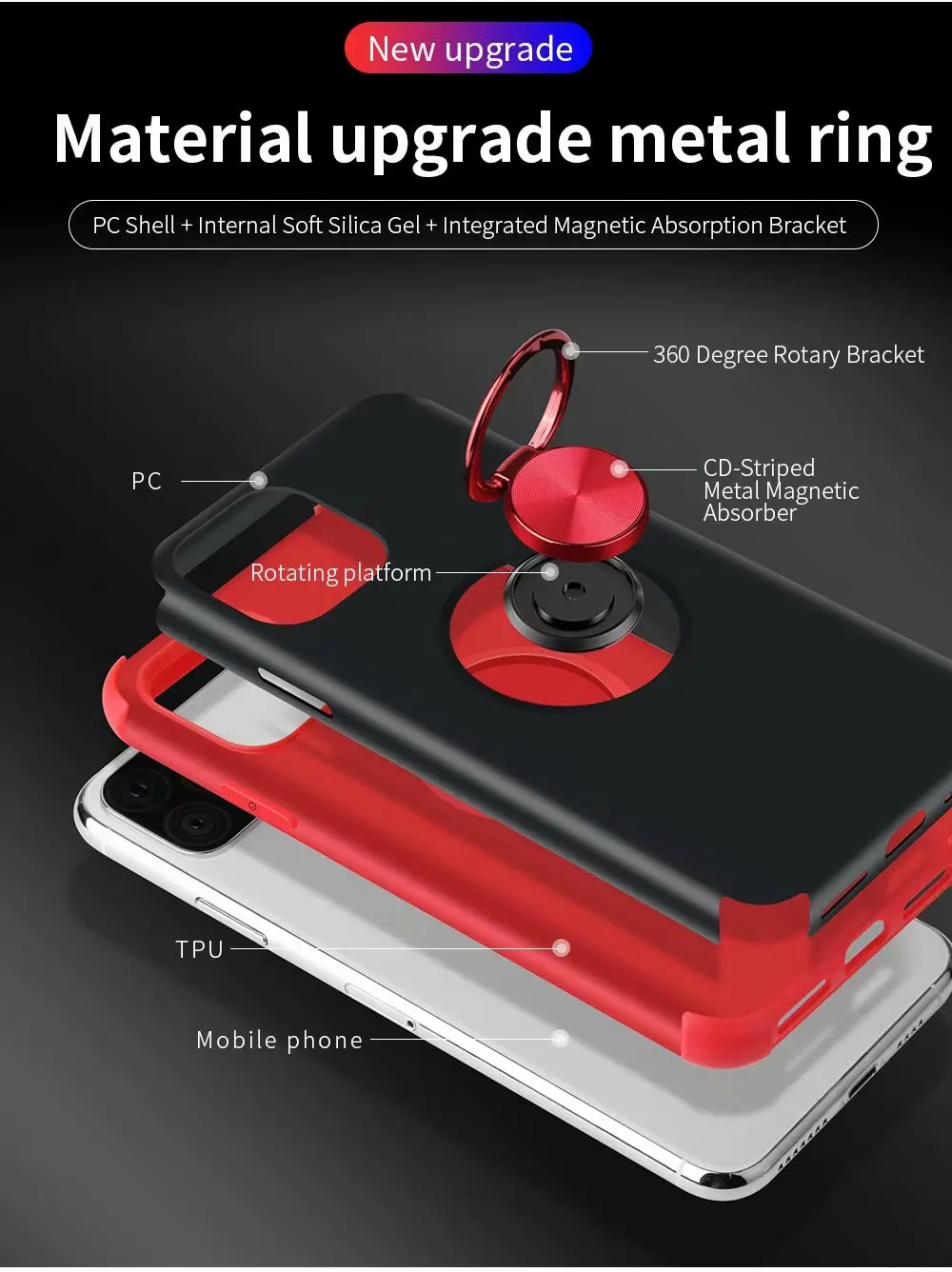 Для iphone 11 pro max чехол, роскошное крутое кольцо с подставкой, анти-осенний чехол для iphone 6 6S 7 8 Plus X XR XS Max чехол для телефона