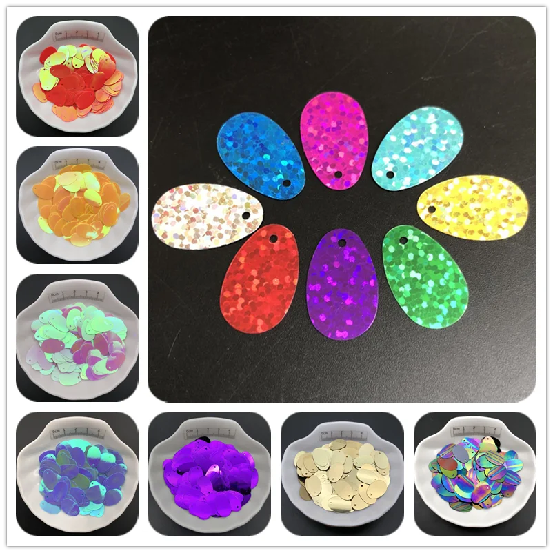30g 12x20mm Flat Oval Egg Shape Loose Sequins Paillettes For Sewing ,Shoes,Hat,Kids DIY,Crafts Accessories Wholesale
