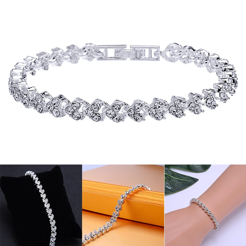 Pulsera de lujo con diamantes de imitación para brazalete femenino, cadena de cristal, nupcial|bracelets for|crystal bracelets for womencrystal - AliExpress