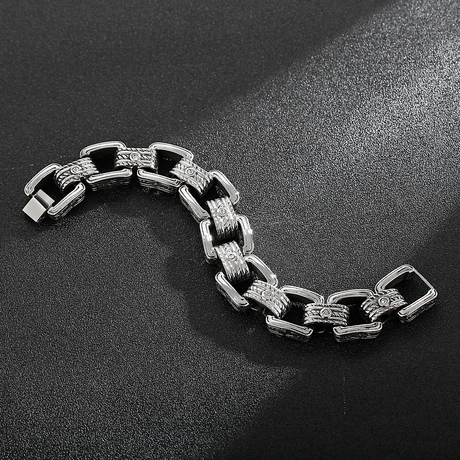 Kalen Vintage Square Chain Carved Mysterious Totem Men's Stainless Steel Charm Jewelry