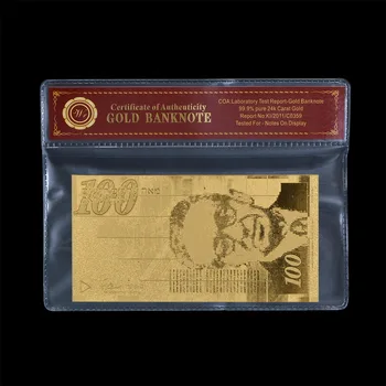 

WR Fake Money Bills Israel 100 Shekels Gold Foil Banknote with Coa Frame Bank Notes World Banknotes Collection Gift