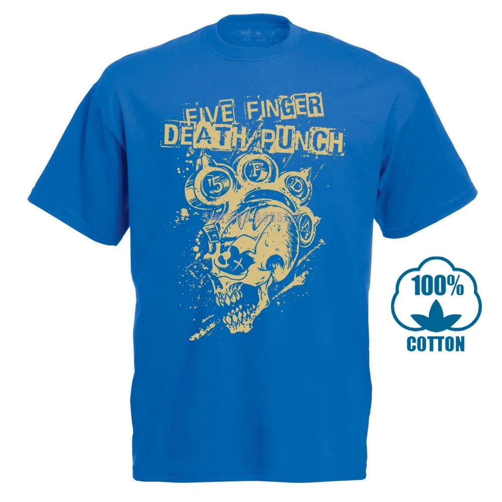 Five Finger Death Punch Ирокез череп черная футболка Официальный взрослых 5Fdp футболка Юмор Для мужчин футболка с круглым вырезом под горло - Цвет: Синий