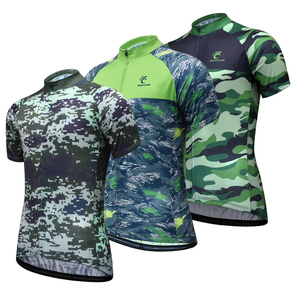 Maillot de ciclismo de camuflaje para hombre, camiseta transpirable de manga corta para bicicleta de montaña, camiseta de secado rápido para bicicleta - Deportes y entretenimiento