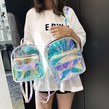 

Transparent Girls Laser Travel Backpacks Women Casual Shoulder School Bags