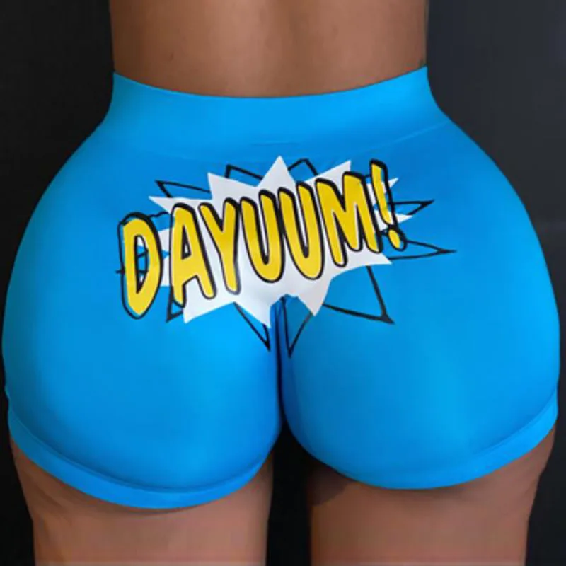 2020 New Summer Women Daily Bodycon Shorts Bottom Shorts Letter Printed Shorts Ladies Casual Style High Waist Short Pants