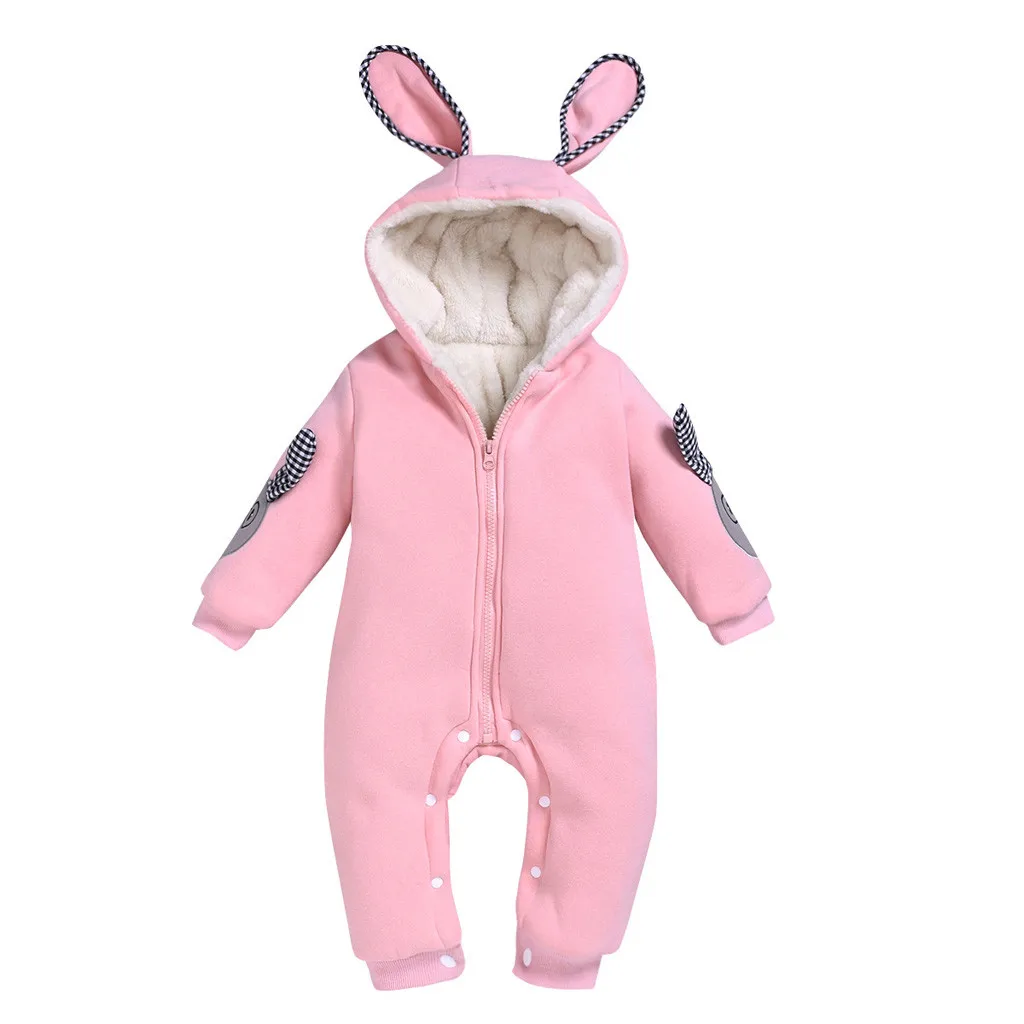 Pink Для новорожденных Пальто Зимние комбинезоны для маленьких мальчиков и девочек Теплый комбинезон, спортивный костюм пальто с капюшоном с длинными рукавами, верхняя одежда для детей зимняя куртка для детей - Цвет: Pink