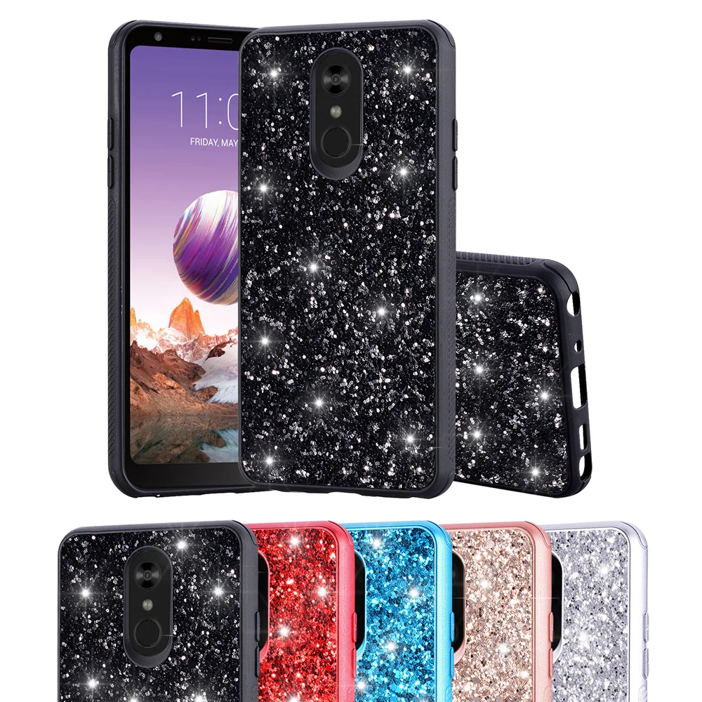 

For LG Stylo 5 Stylo 4 Q7 K40 K12 Plus Aristo 3 Aristo 2 Phone Case TPU+PC Hybrid Shockproof Anti-scratch Glitter bling Cover