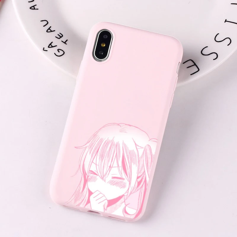 TPU Для iphone 8 ярко-розовый Манга милый японский аниме мультфильм Kawaii Япония Девушка чехол для телефона с рисунком на тему любви для iphone 7 6 plus 6s X XS XR крышка - Цвет: TPU
