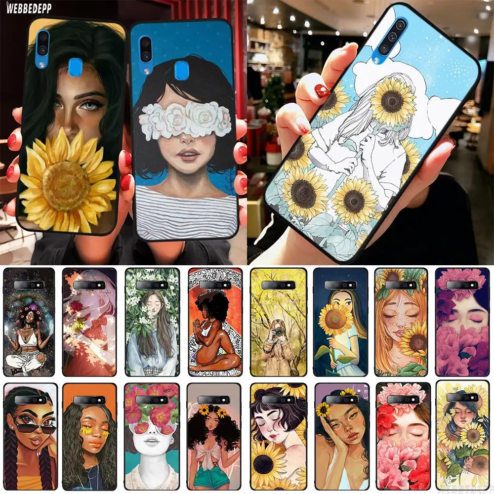 Чехол из тпу с изображением девушки в цветах для Samsung Galaxy A2 Core A20e A70s J4 J6 Plus Prime J7 Duo J8