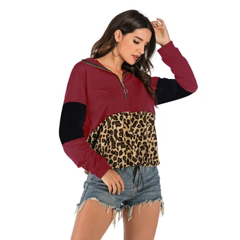 

Trend sexy leopard print hoodie for women 2020 spring and autumn high quality street fashion hoodie