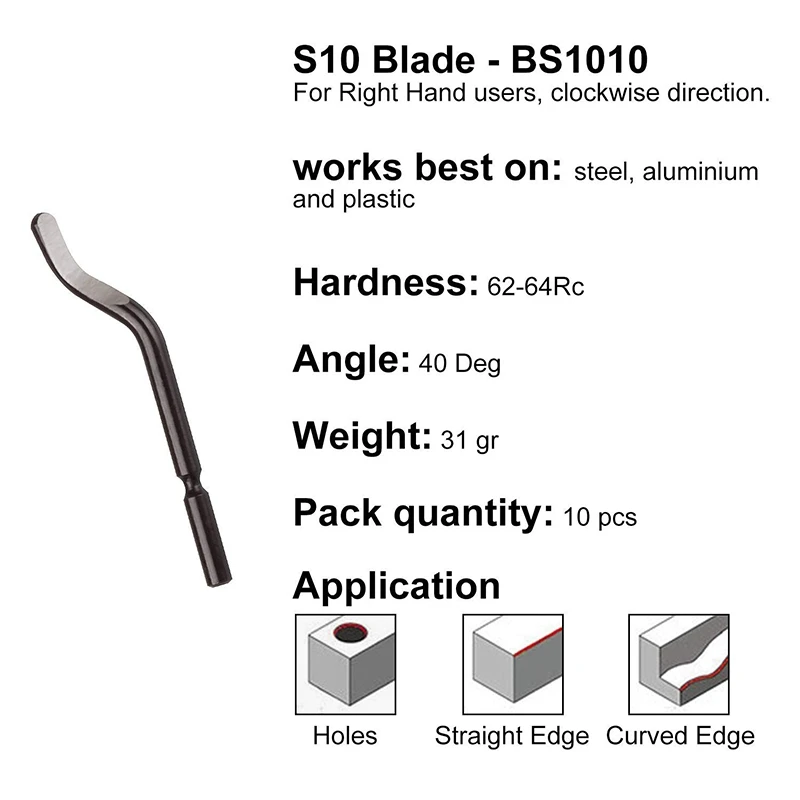 Hot Hand Deburring Tool Kit,10Pcs Rotary Deburr Blades+1Pcs Countersink Blade with Aluminum and Silicone Handle,Great Burr Remov