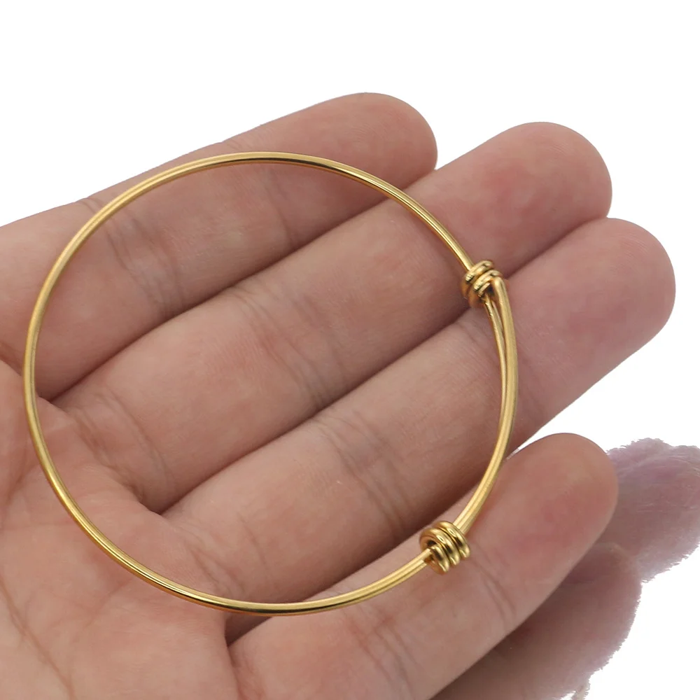 5pcs/lot zlato nerez ocel DIY půvab náramek 65mm šperků objev rozšiřitelná nastavitelný drát bangles náramek velkoobchod