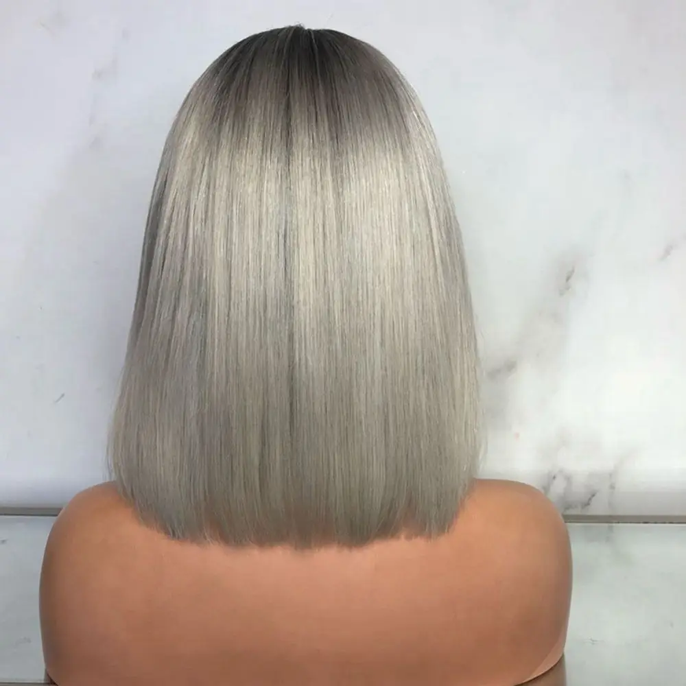 em linha reta bob peruca dianteira do