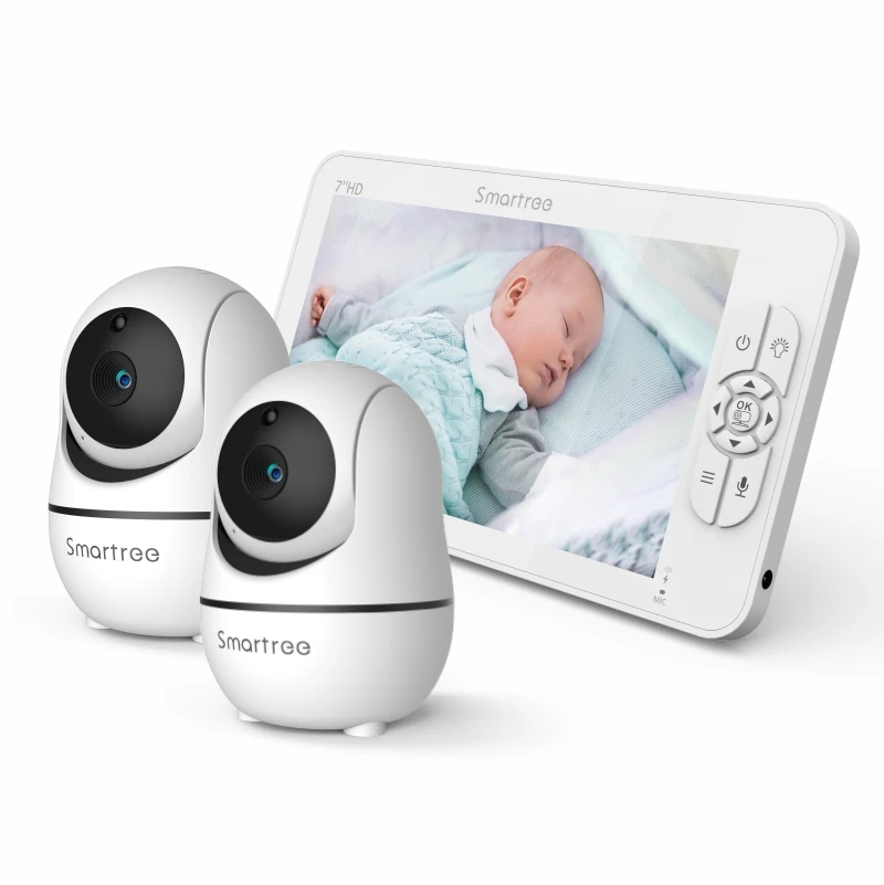 

SM70 7" 720P HD Split Screen Video Baby Monitor No WiFi, Baby Camera Monitor, Hack Proof, Remote Zoom/Pan/Tilt, 4000mAh Battery