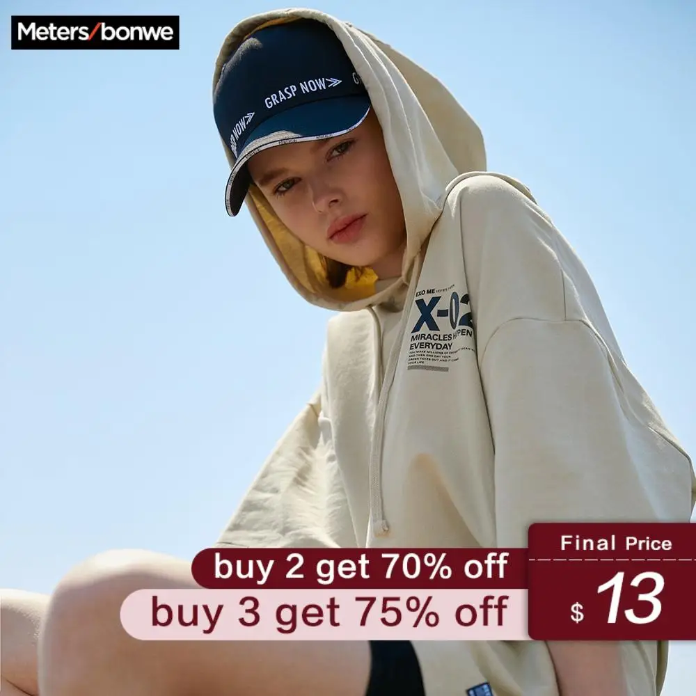 

Metersbonwe Couple Hoodies For Men and Women Casual 2019 New short-sleeved pullover men's Women's Letter Printed Hoodies