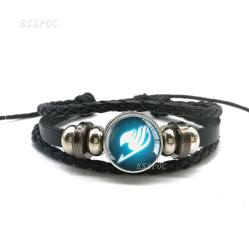 

Black Leather Weave Multilayer Bracelet Fairy Tail Fate Stay Night Anime Game bracelet Saber Archer Assassin Rider Logo Cosplay