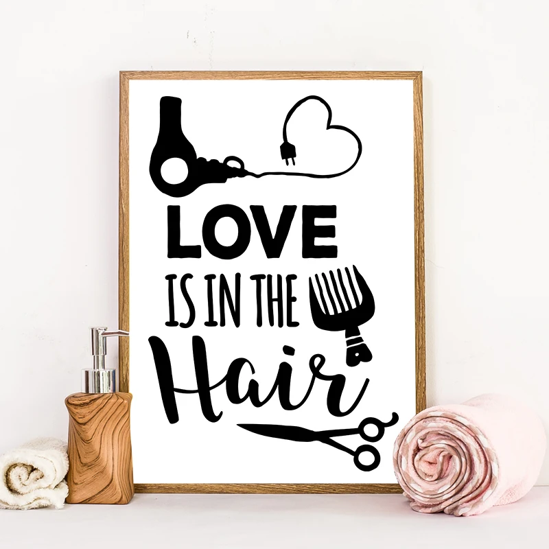 Hairdresser Gift Funny Haircut Quote Canvas Print Black White Poster Modern Minimalist Painting Picture Barber Shop Wall Decor | Дом и сад