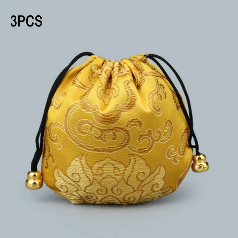 bright yellow 3 шт./компл. парчи ювелирные изделия мешочек на шнурке Подарочный кошелек для монет Сумки Лучшие продажи-WT - Цвет: bright yellow