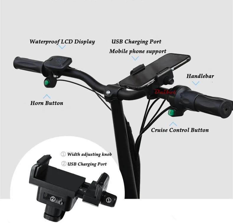 Daibot Portable Electric Bike Two Wheel Electric Scooters Three Cycling ModesSuspension 48V Folding Electric Bicycle For Adult (24)