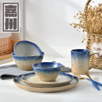 

FANTERCY Tableware Dinner Nordic Creative Plates and Plates High-temperature Ceramics Cutlery Dish Household Dish Bowls