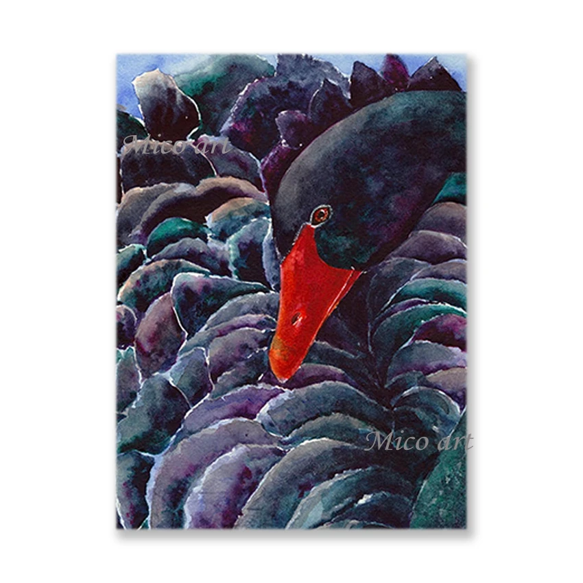 Современное искусство 100% портрет черного лебедя ручная роспись картины