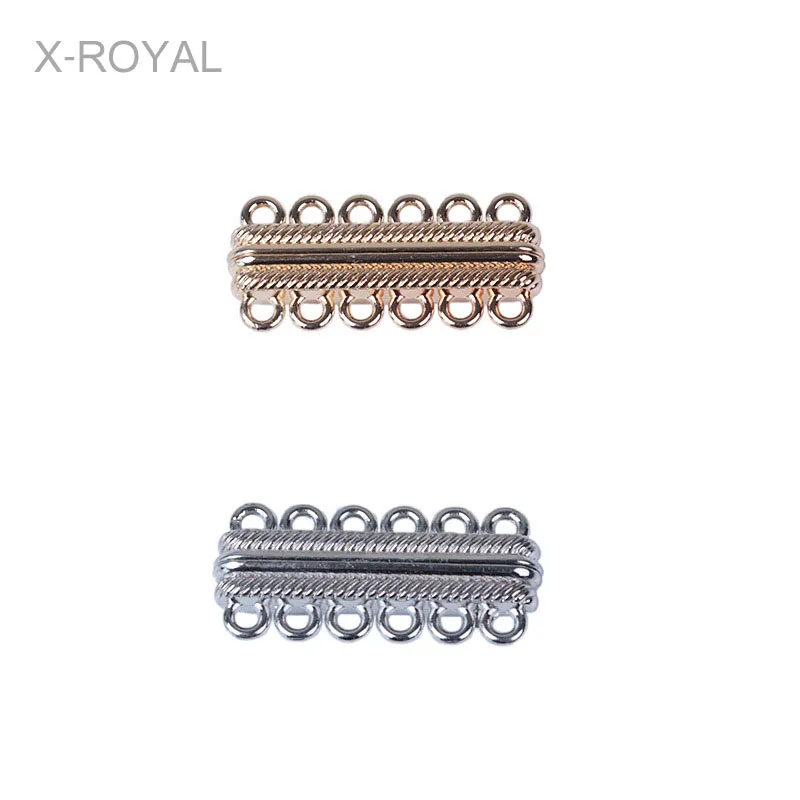 

X-ROYAL 10Pcs/lot DIY Jewelry Making Findings Alloy Rhodium Color 6 Strands Magnetic Slide Clasp Buckle Leather Bracelets Clasps