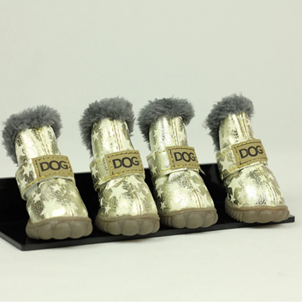 Зимняя обувь для собак теплые зимние сапоги водонепроницаемый мех 4 шт./компл.