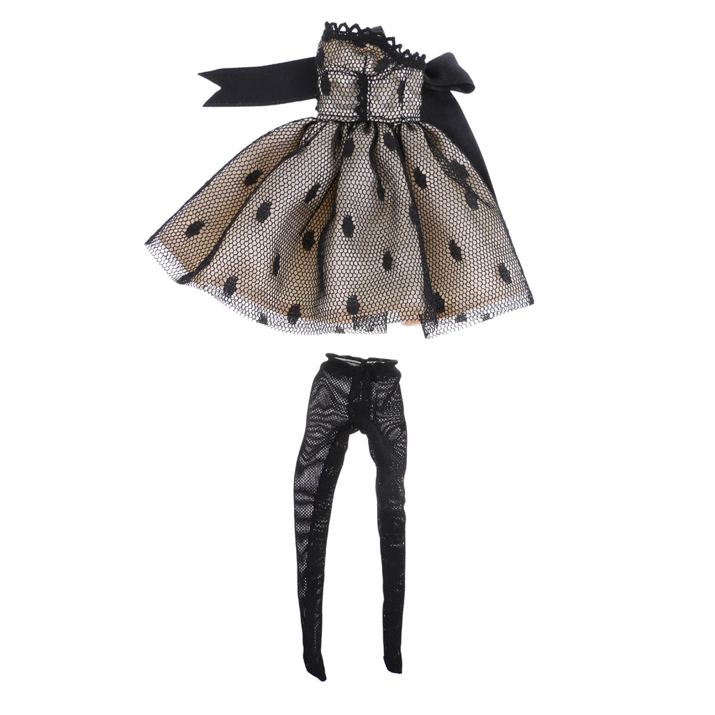 Lovely Two-layer Dress Bowknot Skirt Stocking Suit Clothes for 12