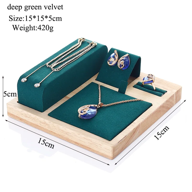 Top Wooden Necklace Bracelets Earrings Set Display Stand Jewelley Display Holder Stand Velvet Jewelry Box Organizer Wholesale new arrival wooden necklace bracelets earringsring set display stand jewelley display holder stand velvet jewelry box organizer