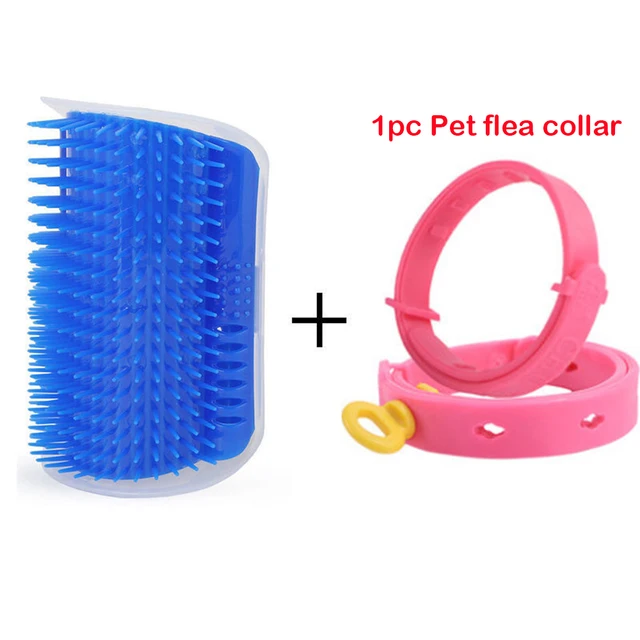 Pet Supplies for Self Groomer Wall Brush Corner Cat Massage Self Groomer Comb Brush with Catnip Cat Rubs with A Tickling Comb Blue-Pet flea collar