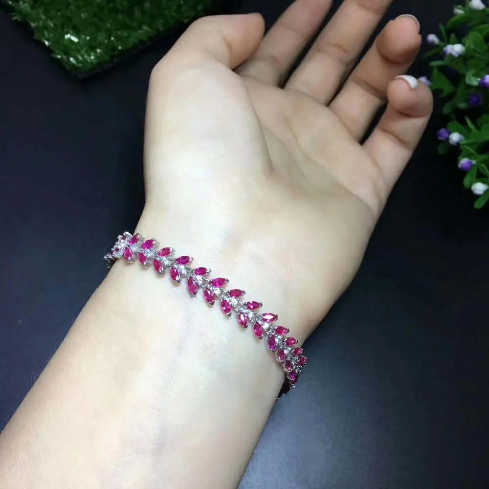 Natural ruby suit, classic style, 925 Sterling silver, Bracelet necklace, luxury jewelry 3