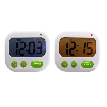 

2x Vibration Alarm Clock Luminova Led Digital Timer Electronic Candy Watch Green + Blue Light & Green + Orange Light